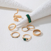 (Buy 1 Get 2) Women Fashion Vintage Green Gemstone Snake Design Midi Rings