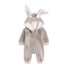 Kids Baby Boys Girls Autumn Winter Casual Cute Solid Color Rabbit Ears Fleeces Long Sleeve Hooded Bodysuit