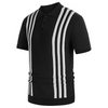 Men Casual Black White Stripe Short-Sleeved Knitted Polo Shirt