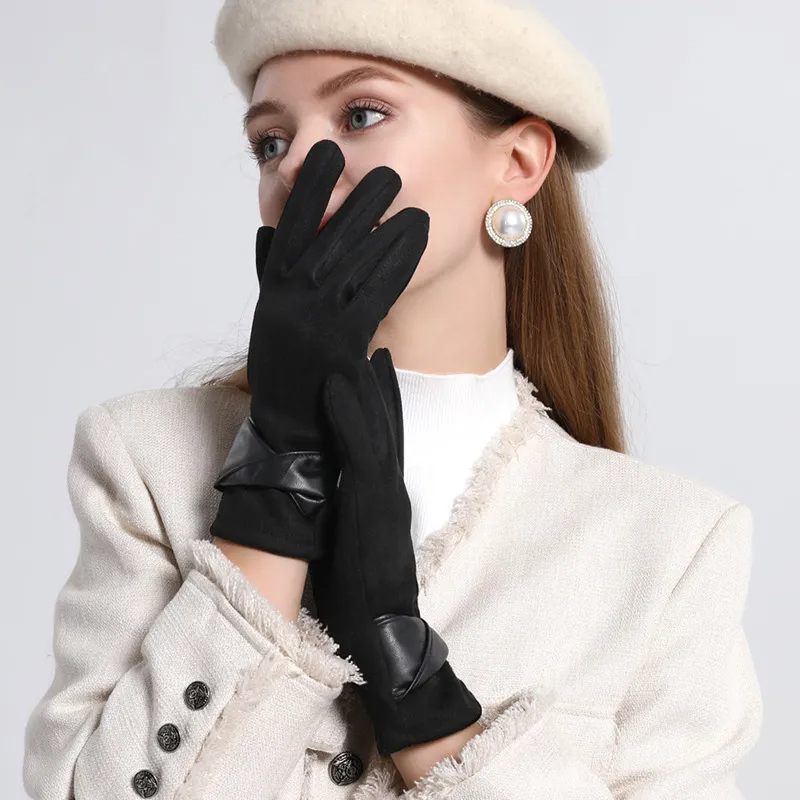 (Buy 1 Get 1) Women Fashion Suede Fleece-Lined Warm Bow Gloves