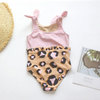 Children Kids Baby Fashion Girls Leopard Print Bow One Piece Swimsuit