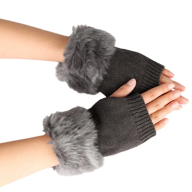 (Buy 1 Get 2) Women Fashion Plush Thickened Warm Knitted Half-Finger Gloves