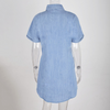 Lapel Short-Sleeve Single-Breasted Casual Shirt Dress