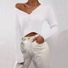 Women Fashion Casual Basic Solid Color Rib-Knitted Long Sleeve V Neck Buttoned Cardigan Sweater