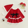 Kids Toddler Girls Fashion Casual Christmas Letter Embroidery Round Neck Long Sleeve Dress