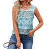 Fashion Women Graphic Printing Casual Sleeveless Square Neck Tank