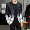 New Style Fashion Men Slim Fit Leisure Plaid Pattern One Button Blazers