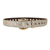 Women Fashion Oval Alloy Needle Buckle Rhinestone Wide PU Belt