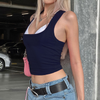 Women'S Fashion Edgy Solid Color Low Cut Cropped Tank Top