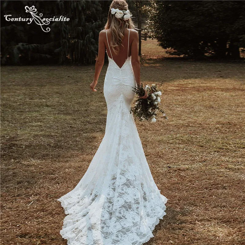 Women Elegant Sleeveless Solid Color Lace Patchwork Backless Sweep Length Wedding Evening Dress