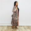 Women Fashion Leopard Print Long Sleeve Cardigan Coat