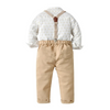 Kids Toddler Boys Spring Autumn Fashion Casual British Style Bow Lapel Shirt Suspender Trousers Boys Party Clothing Set