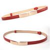 Women Thin Skinny Metal Gold Elastic Buckle Belts