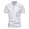 Men Business Casual Letter Print Short Sleeve Lapel Polo Shirt