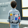 Kids Fashion Torch Pattern Letter Printed Denim Jacket