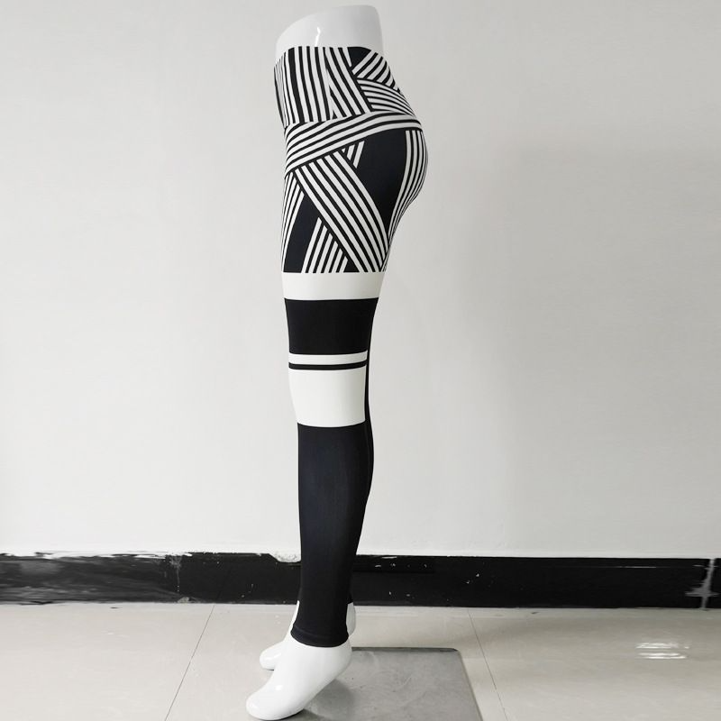 Stripe Print High-Waisted Sports Hip-Lifting Pants