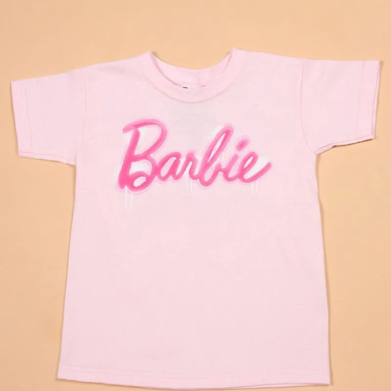 Kids Big Girls Summer Fashion Casual Cute Solid Color Letter Round Neck T-Shirt