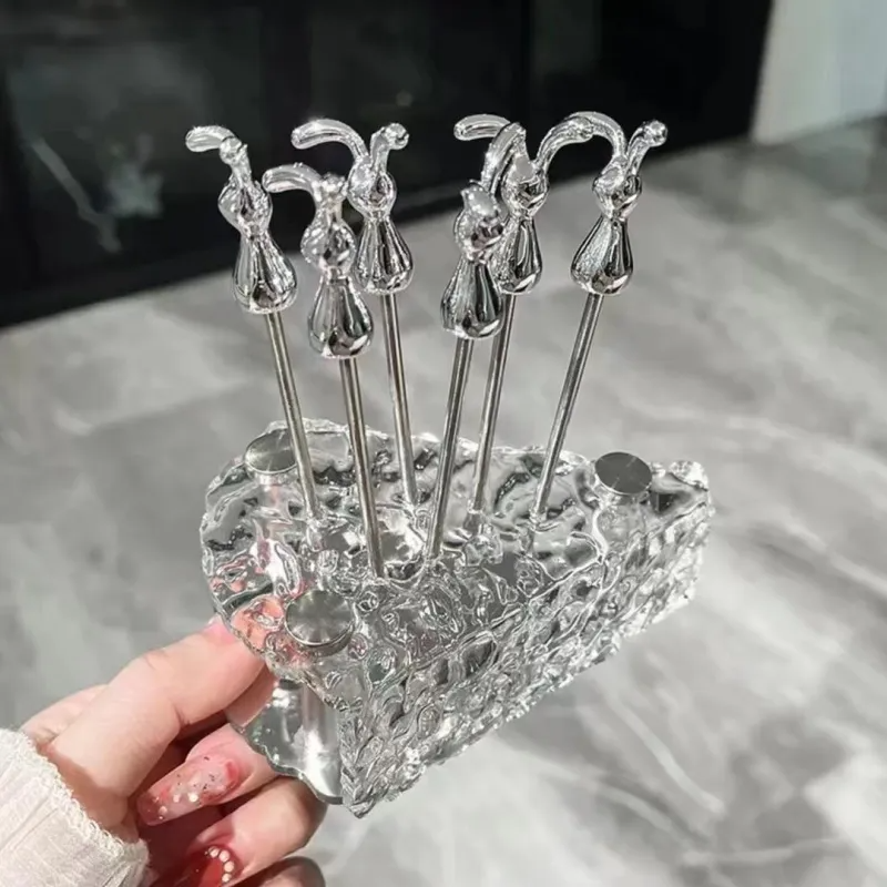 (Buy 1 Get 1) Fashion Stainless Steel Rabbit Fruit Fork Set Storage