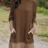 Women Fashion Casual Raglan Long Sleeve Dress