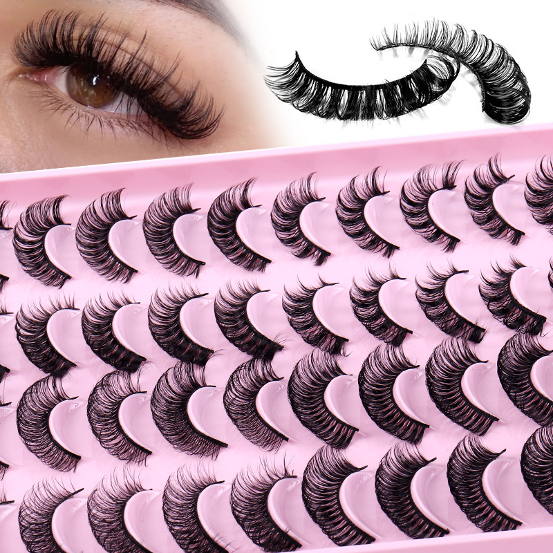 Women'S Natural Chemical Fiber Russian Volume Thick Artificial False Eyelashes 20 Pairs/Pack