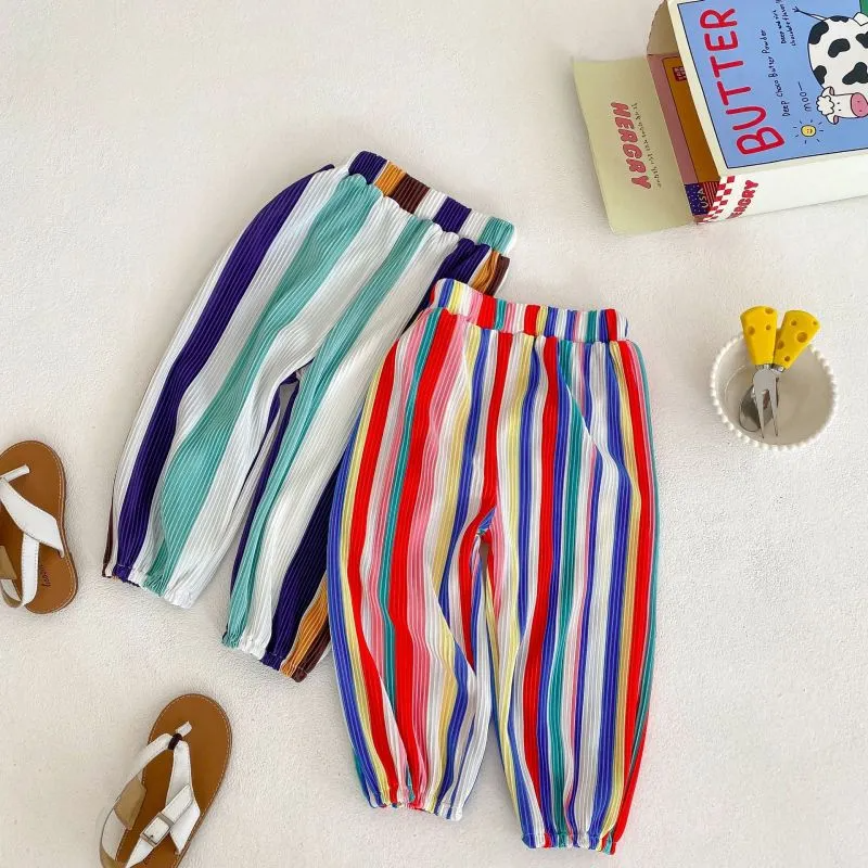 Children Kids Baby Fashion Girls Casual Basic Stripe Print Pants