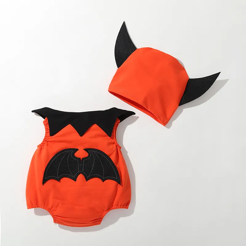 Kids Baby Girls Boys Autumn Winter Fashion Casual Cute Halloween Stripe Pumpkin Pattern Romper Set