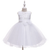 Kids Toddler Big Girls Fashion Party Cute Sweet Solid Color Sequins Bow Pearl Pleated Sleeveless Mesh Party Tutu Dress