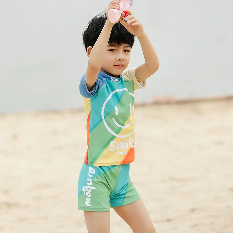 Children Kids Baby Fashion Boys Smiling Face Print Swimsuit