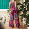 Women Summer Vitage Square Neck Sleeveless Casual Pockets Jumpsuits