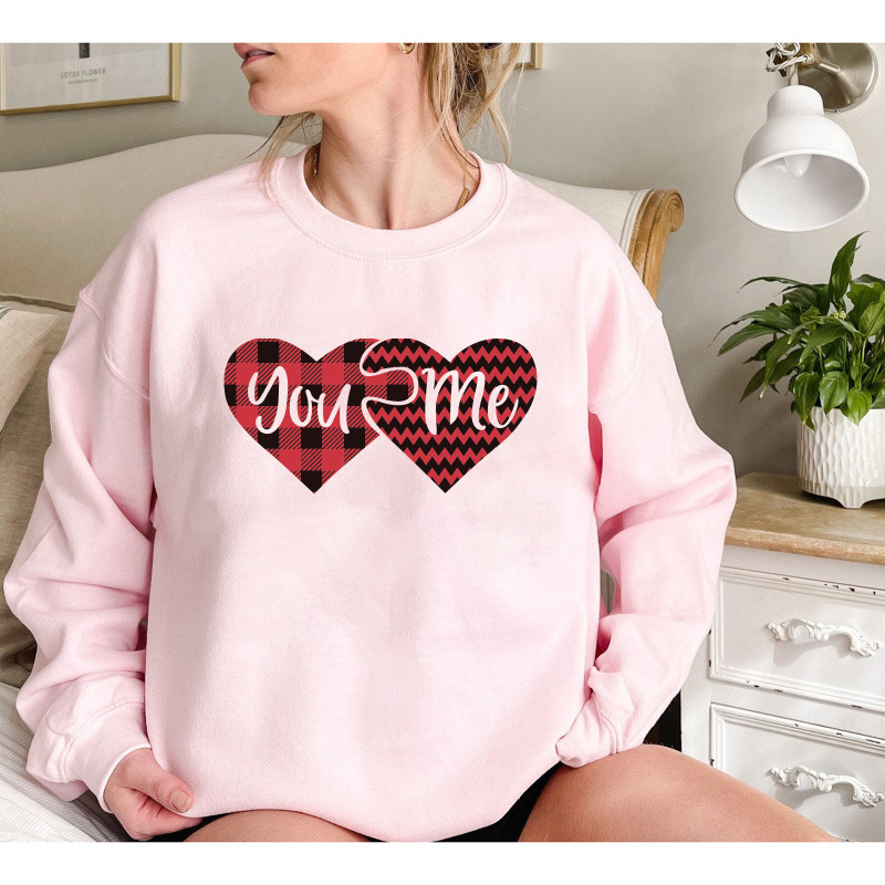 Valentine'S Day Fashion Women'S Casual Long Sleeve Round Neck Love Print Sweatshirt