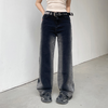 Women'S Fashion Casual Color Blocking Straight Leg Loose Denim Trousers