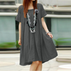 Women Fashion Casual Creased Short Sleeve Loose Dress