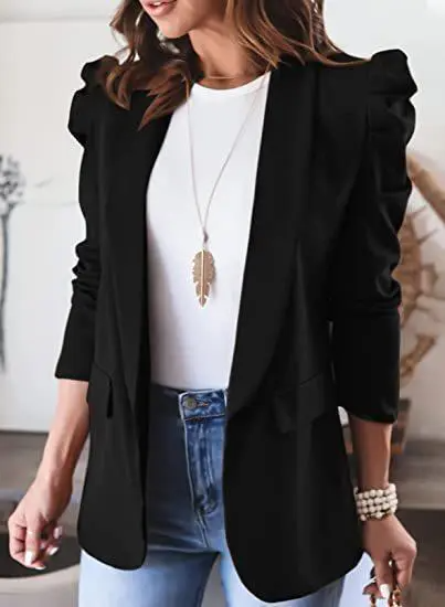 Women Fashion Solid Color Long Sleeve Lar Blazer Jacket