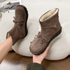 Autumn Winter Women Fashion Plus Size Suede Bow Round Toe Flat Snow Boots