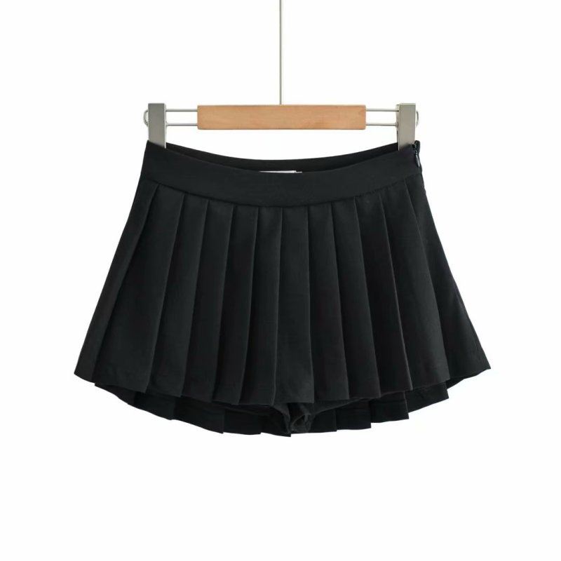 Women Fashion Solid Color Anti-Light Pleated Skirt