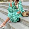 Women Ramadan /Eid  Fashion Casual Print Long Sleeve Maxi Dress