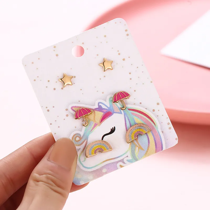 (Buy 1 Get 1) Children Kids Baby Fashion Girls Cartoon Star Rainbow Earrings Ear Clips