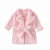 Kids Simple Solid Color Long Sleeve Lapel Plush Night-Robe