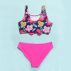 Children Kids Baby Fashion Girls Cute Flower Print Split Swimsuit 2pcs Set