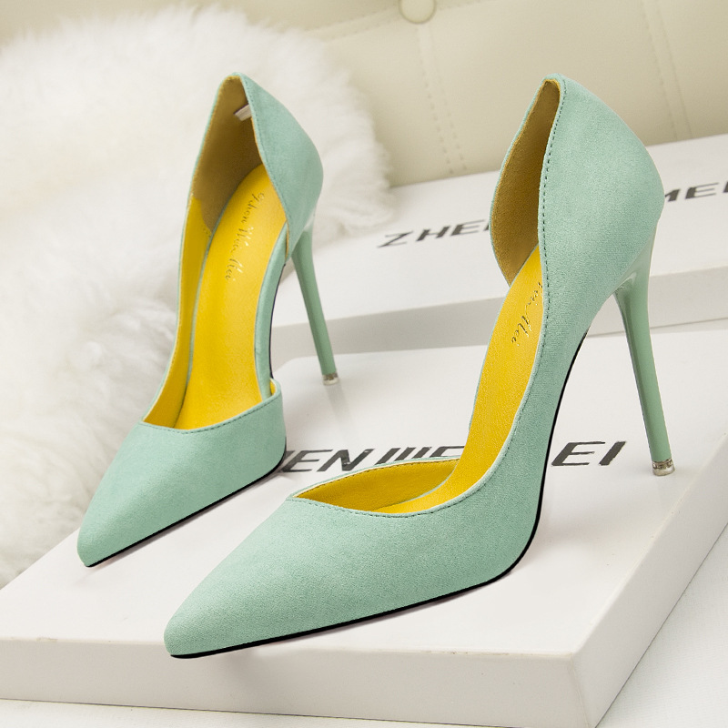 Women Fashion Simple Sexy Plus Size Suede Point-Toe High Heels Pumps