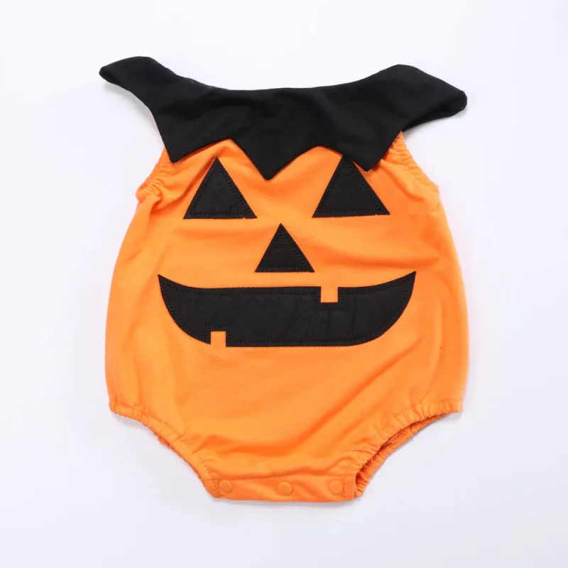 Kids Baby Girls Boys Autumn Winter Fashion Casual Cute Halloween Polka Dot Pumpkin Bat Pattern Romper