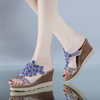 Women Fashion Plus Size Sexy Waterproof Platform Colored Diamond Peep Toe Slippers