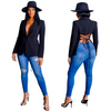 Women Fashion Sexy V-Neck Long Sleeve Solid Color Blazer Jacket