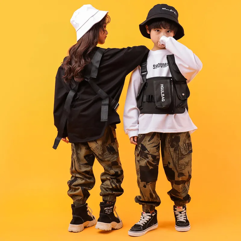 Kids Casual Hip-Hop Camouflage Pocket Design Pants