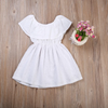 Children Kids Baby Fashion Girls One-Shoulder Solid Color Princess Dress