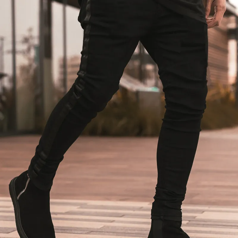 Men Fashion Mid Waist Skinny Jeans