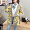 Cozy Leopard Pattern Women Fashion Autumn Winter Loose Long-Sleeved V-Neck Outer Knitted Cardigan