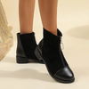 Women Fashion British Style Plus Size Front Zipper Round Toe Short Boots