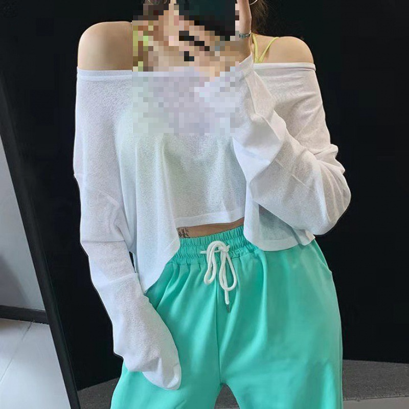 Women Street Fashion Solid Color Sexy Off Shoulder Loose Top