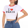 Women Fashion Red Heart Letter Print Short-Sleeved T-Shirt